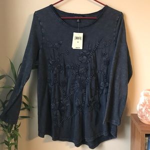 Lucky Brand floral embroidered shirt NWT